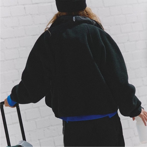 Free People X Free People Movement Hit The Slopes Black Fleece Jacket Size Small - Picture 5 of 14